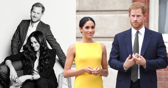 Meghan wears Diana's watch as she poses with Harry in new official picture