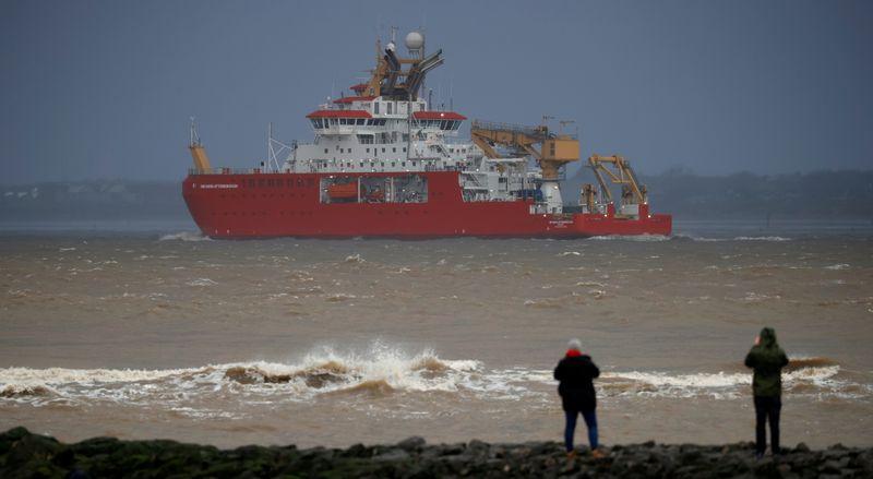 Britain's new polar ship, 'Boaty McBoatface', heads for open seas