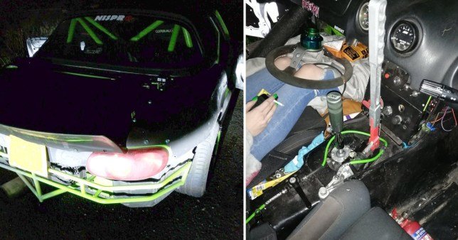 Police pull over modified sports car and find footlong 'donut handbrake'