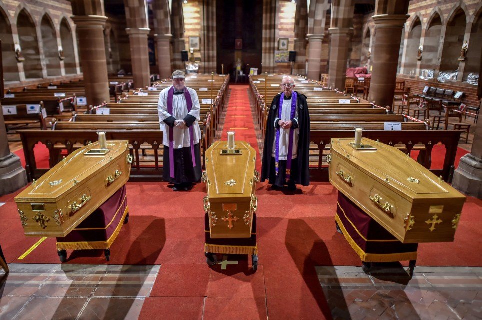 Coffins lay side by side after mother and two sons died from Covid within days