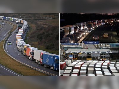 Lorries queue on both sides of Channel as companies stockpile for Brexit