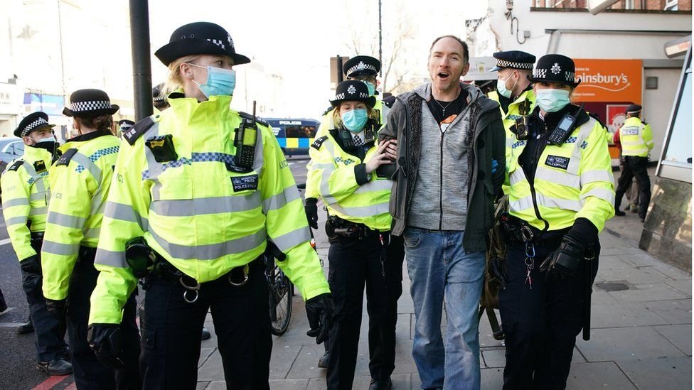 Police arrest 12 at Clapham Common anti-lockdown protest
