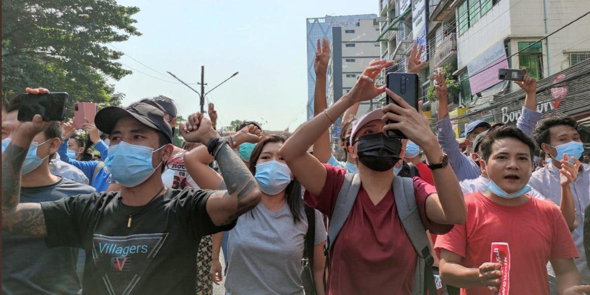 Myanmar's internet shut down as protestors flooded the streets. The military coup leaders sought to shut down Facebook, Instagram, and Twitter earlier this week.