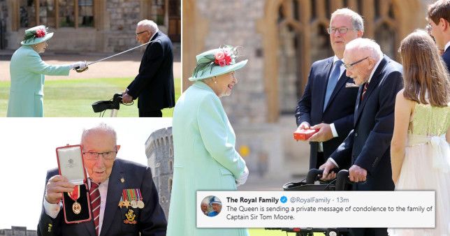 Queen pays tribute to Captain Tom as Downing Street lowers flag to half-mast