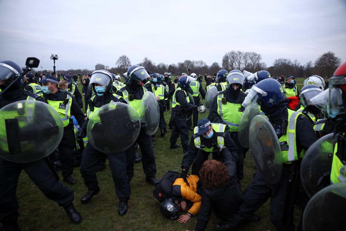 Angry lockdown protesters hurl bottles at police in Hyde Park clash