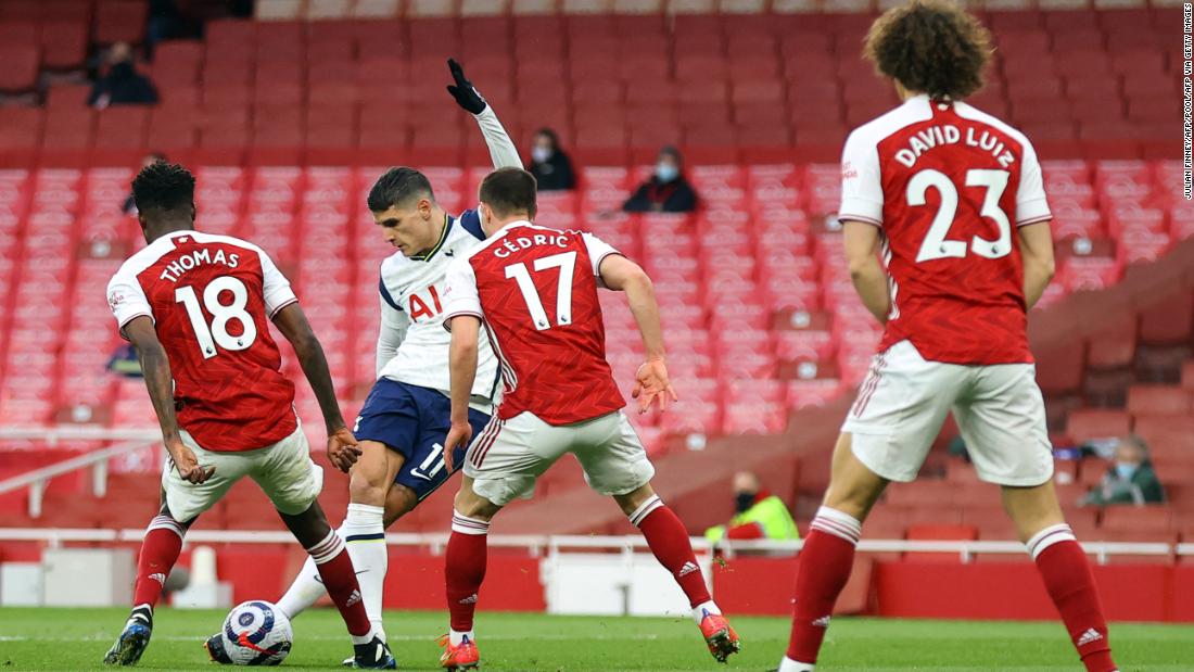 Tottenham star scores stunning rabona goal but is sent off as Arsenal overcomes rivals in North London Derby