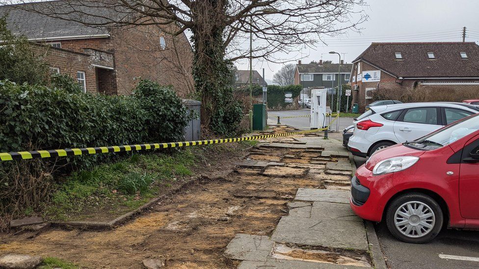 'Entire pavement stolen' from Storrington village overnight