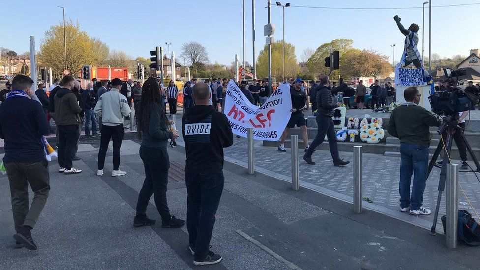 European Super League: Protest at Leeds v Liverpool match