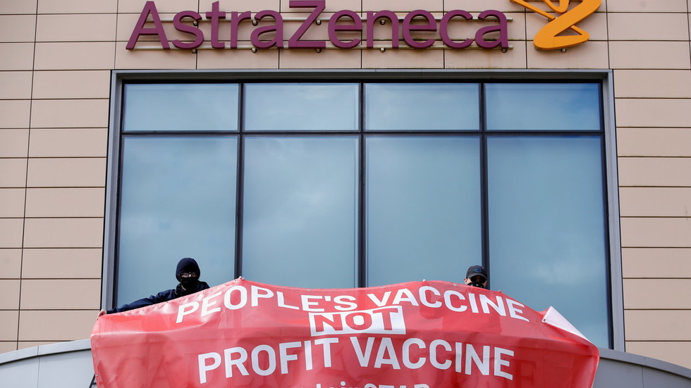 'It is apartheid': Activists blast pharma firms in protest at AstraZeneca's UK HQ over fairer access to Covid-19 jabs