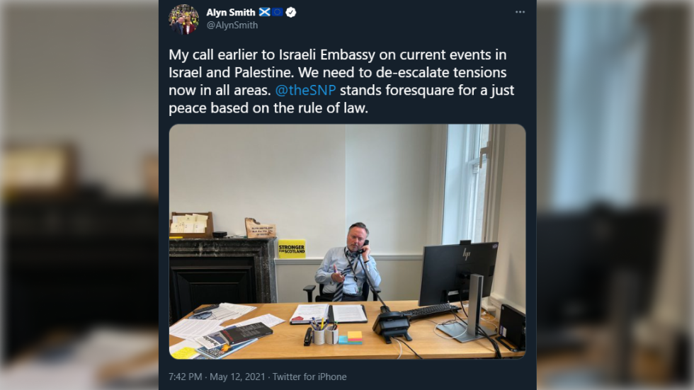‘Who are you?’ Scottish MP mocked for photo-shoot of his phone call to Israeli Embassy to de-escalate Hamas conflict