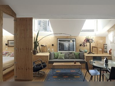 Clever Storage Abounds in This Tiny, Pine-Wrapped Apartment in France