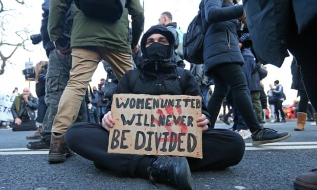 Feminist protesters set off 1,000 rape alarms outside London police station