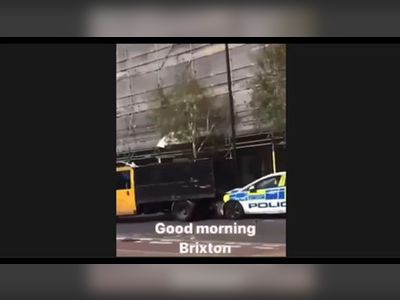 Shocking video has emerged of a junk lorry reversing at speed and ramming into a police patrol car on a busy London street