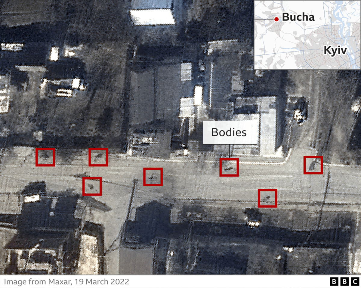 Bucha killings: Satellite image of bodies site contradicts Russian claims