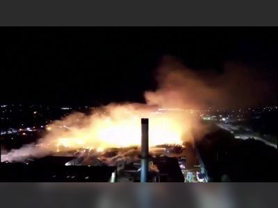 Drone footage shows scale of recycling plant fire