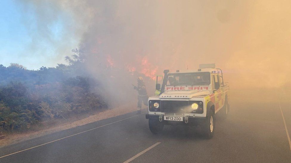 UK heatwave: Studland fire caused by barbecue - fire service