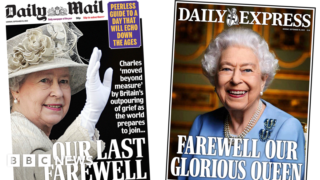 Newspaper headlines: 'Our last farewell' and 'thank you ma'am'