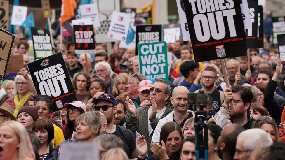 Hundreds protest in Birmingham as Tory conference begins