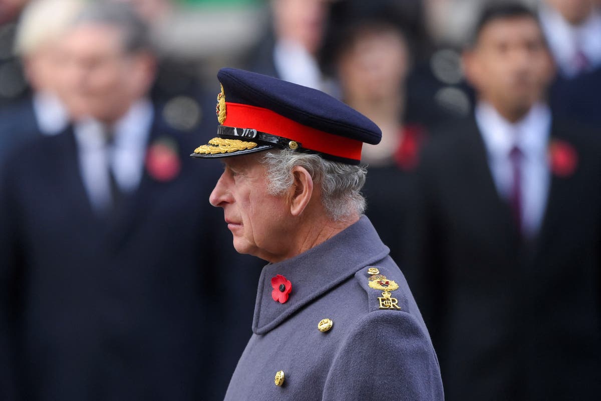 King leads Remembrance Sunday service at Cenotaph for first time as monarch