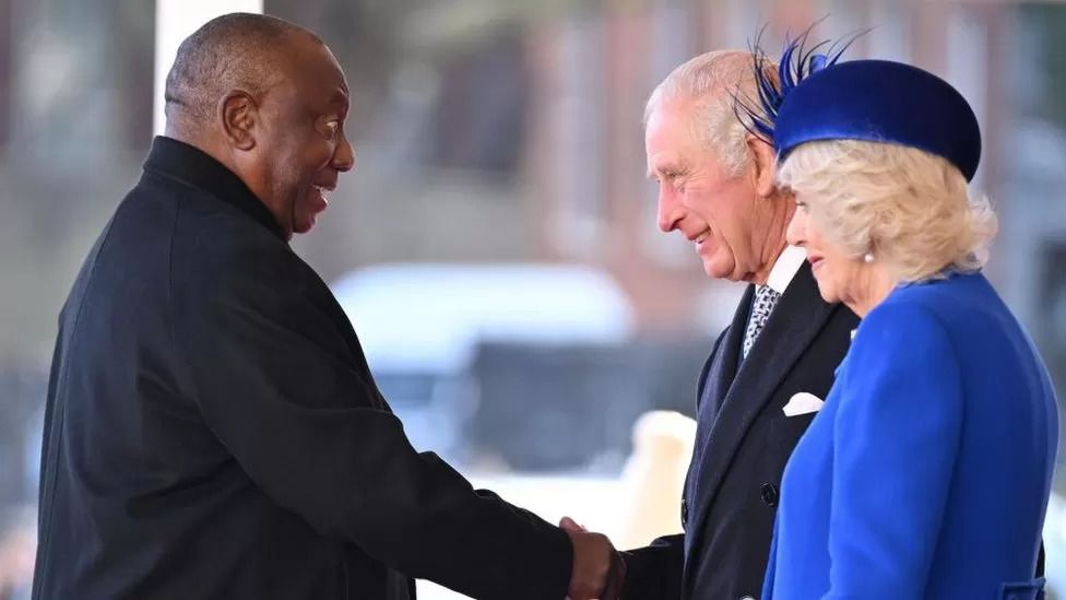 King Charles welcomes South Africa's Cyril Ramaphosa at start of state visit