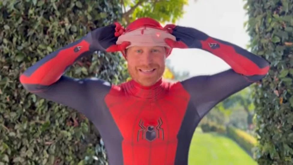 Prince Harry dresses as Spider-Man for Norfolk military charity