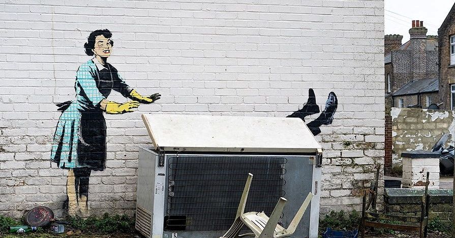 Banksy's 'Valentine's day mascara' mural freezer removed by council
