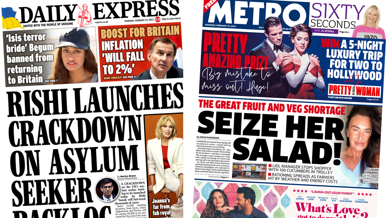 Newspaper headlines: 'Crackdown on asylum backlog' and 'strikers split'