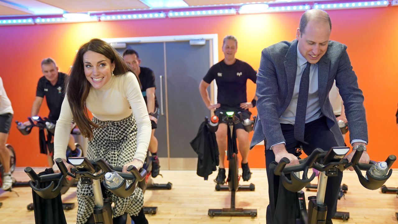 William and Kate take part in spin class on south Wales visit