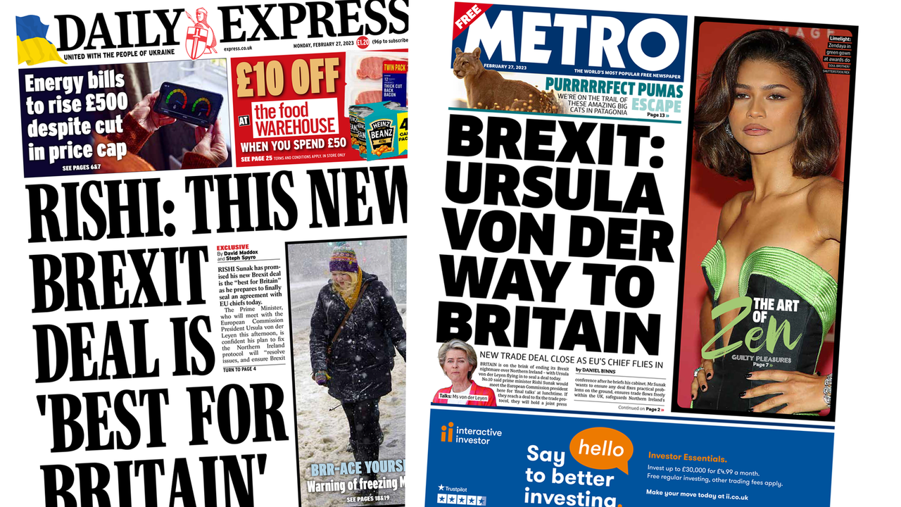 Newspaper headlines: Sunak to meet EU chief on Brexit deal and 'Italy tragedy'