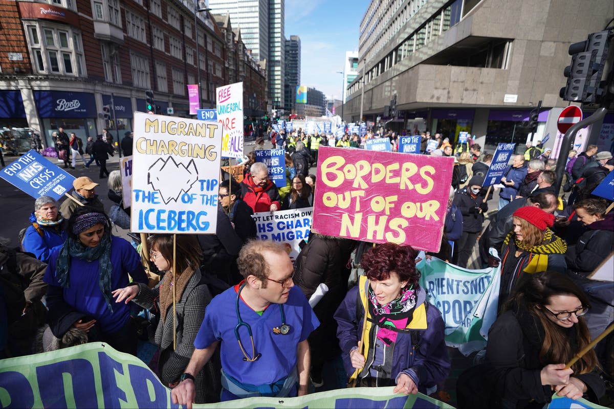 Hundreds of NHS workers descend on capital in support of health service strikes
