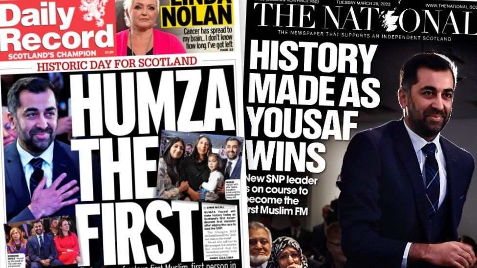 Scotland's papers: History made as Yousaf takes over 'divided' SNP