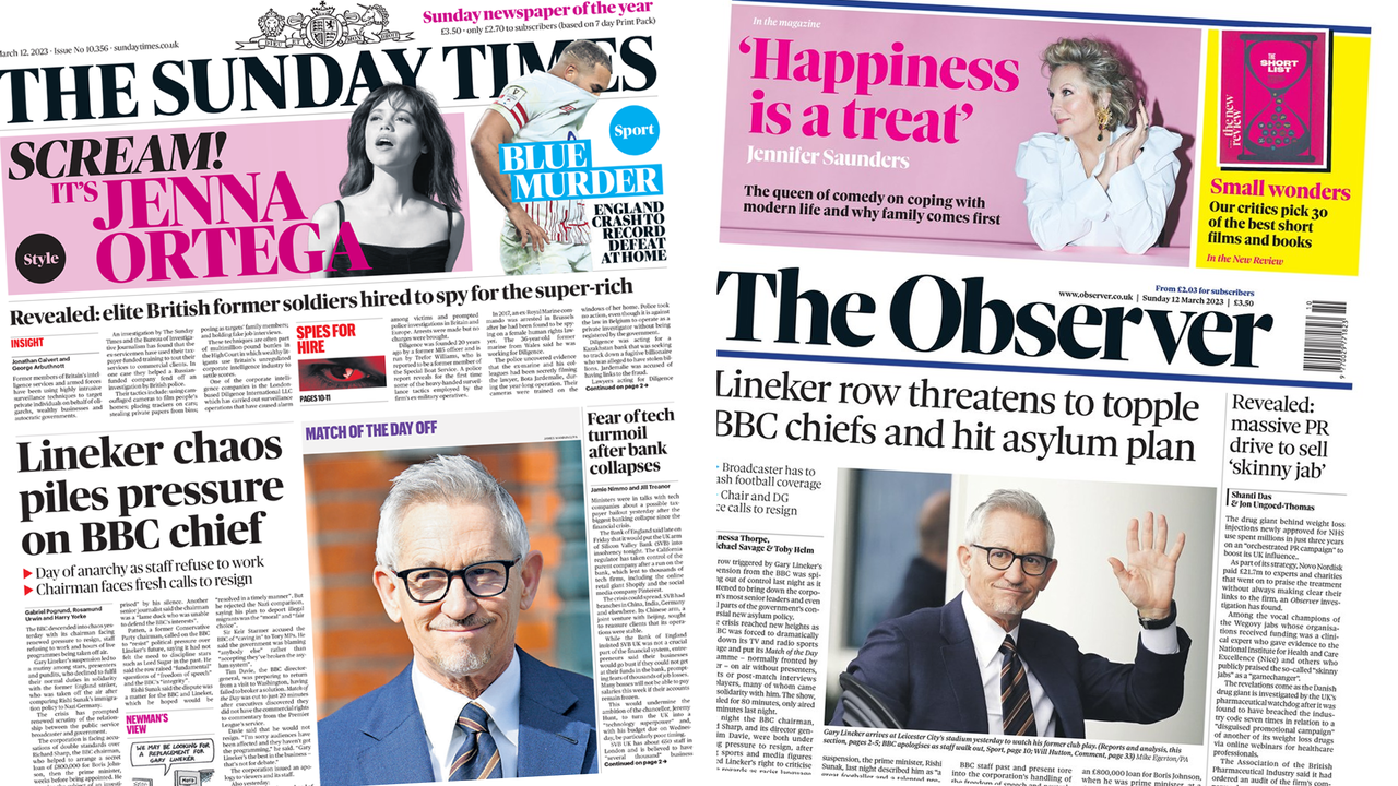 Newspaper headlines: Lineker 'chaos' pressures BBC chiefs and asylum plan
