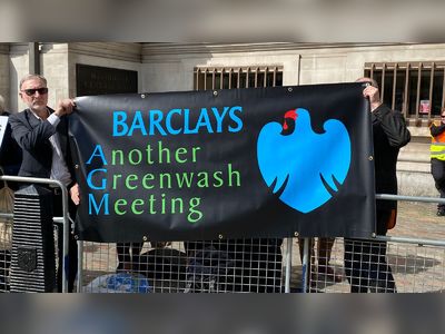 Climate protesters use Spice Girls and Shakespeare to disrupt Barclays AGM
