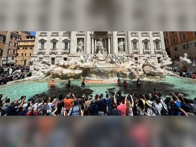 Rome's Iconic Trevi Fountain Water Turns Black In Climate Protest
