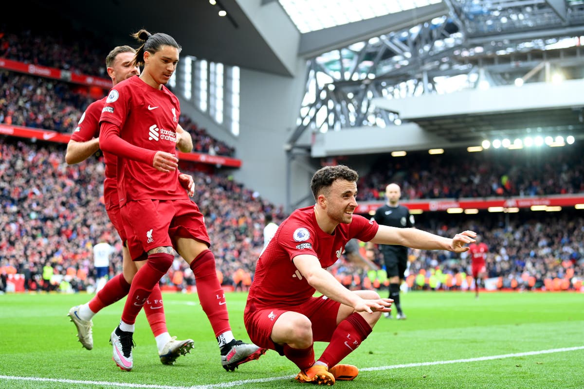 Jota’s late goal sees Liverpool leapfrog Spurs on crazy Anfield day