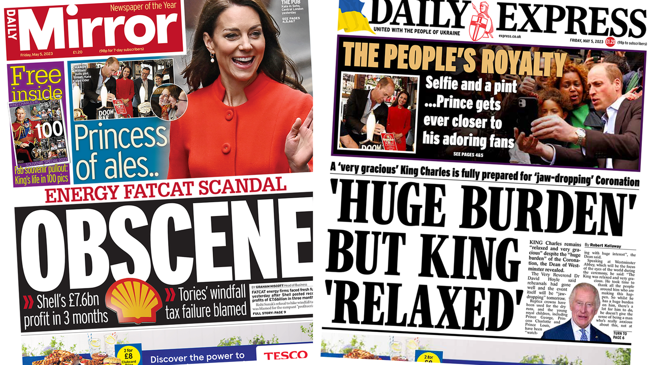 Newspaper headlines: 'Obscene' energy profits and King still 'relaxed'