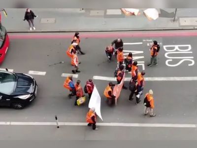 Just Stop Oil: Man pushes protester to the ground