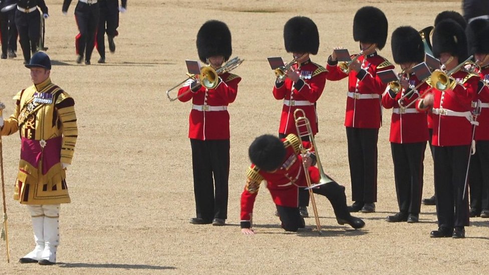 Trombonist soldier faints during Trooping the Colour rehearsal