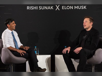Rishi Sunak and Elon Musk on stage at Lancaster House discussing AI safety