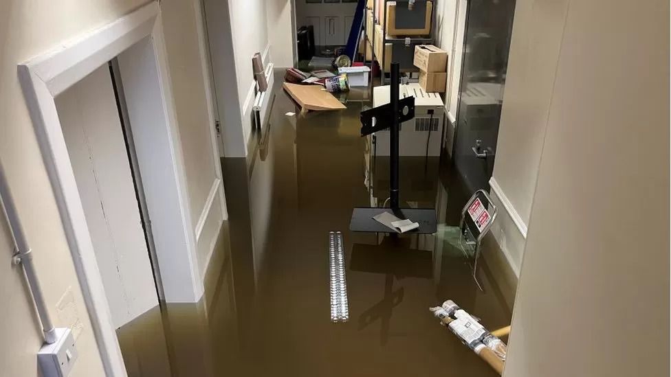 NI weather Portadown residents almost kneedeep in water after