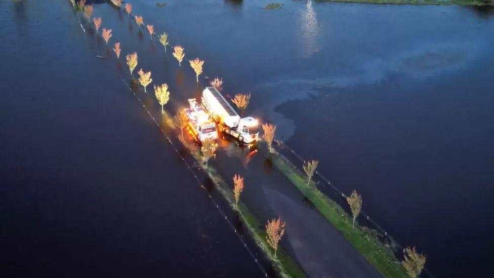 NI weather Portadown residents almost kneedeep in water after